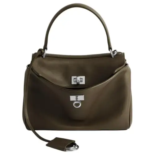 Balenciaga Smooth Calfskin Shoulder Bag, Crossbody Bag, Handbag Mini Women's Dark Green