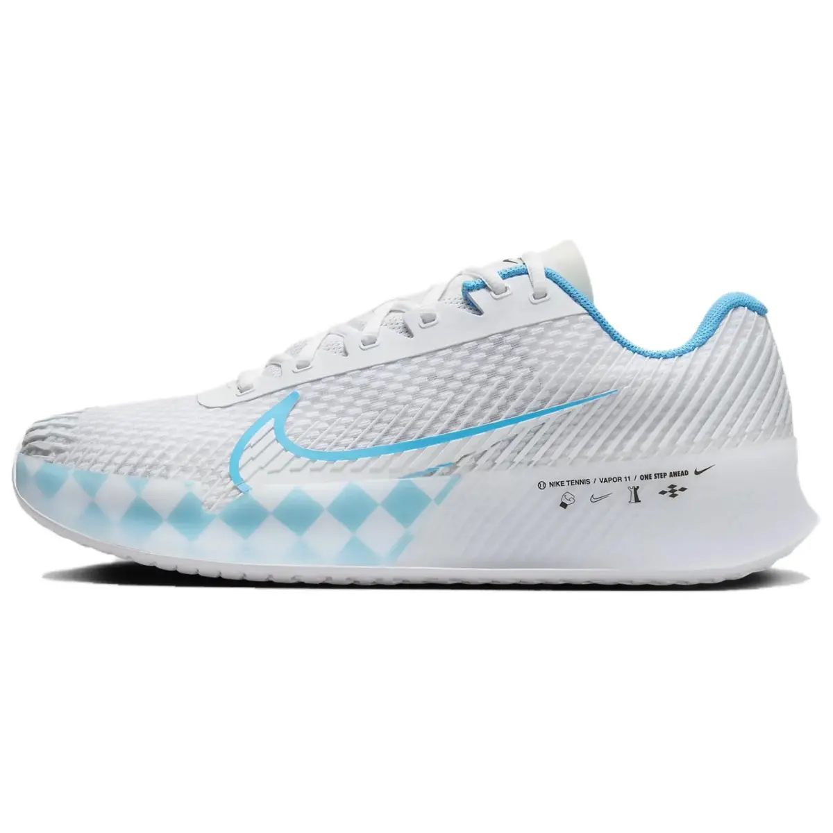 Nike Court Vapor Comfortable And Lightweight Slip Resistant Abrasion Resistant Low top Tennis Shoes Men's White Blue