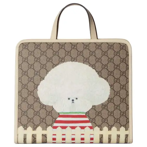 GUCCI Canvas Tote Bag, Shopping Bag, Handbag Kids' Beige & Ebony
