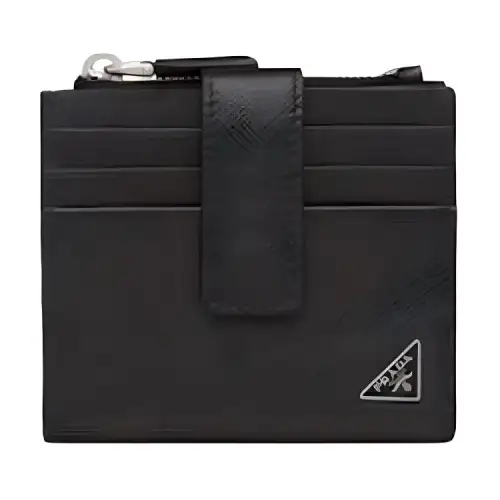 PRADA Saffiano Leather Card Holder, Wallet Unisex Black