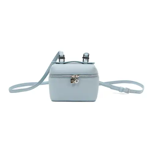 Loro Piana Leather One Shoulder Handbag Women's Blue Celadon