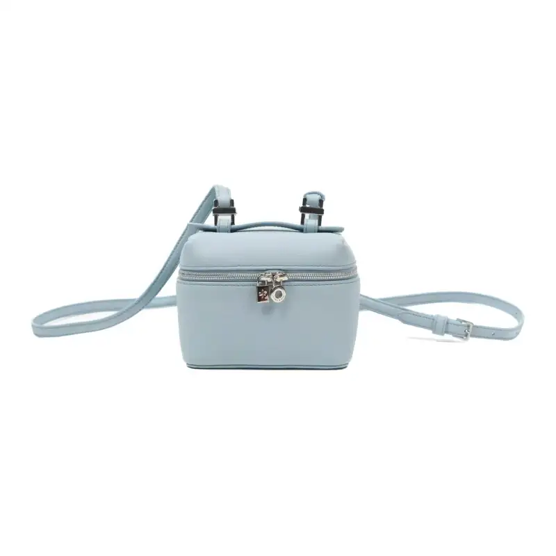 Loro Piana Leather One Shoulder Handbag Women's Blue Celadon