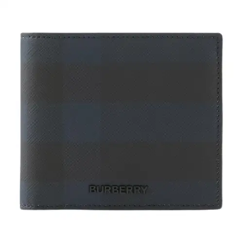 Burberry Polyurethane Wallet Coin Purse Men's Marine Blue