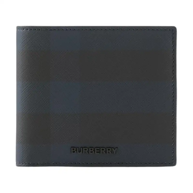 Burberry Polyurethane Wallet Coin Purse Men's Marine Blue