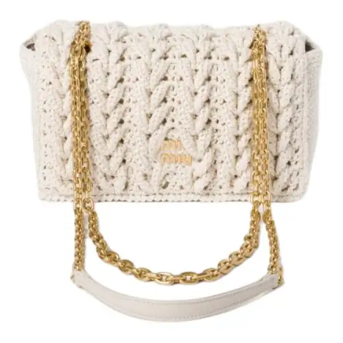 MIU MIU Fabric Crossbody Handbag Shoulder Bag Regular Women's White