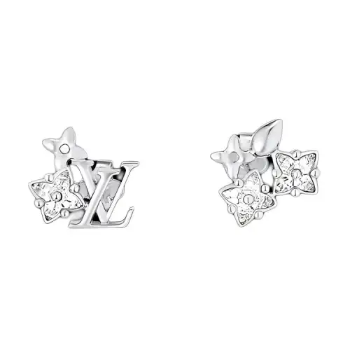 LOUIS VUITTON Metal Stud Earrings Women's Silver