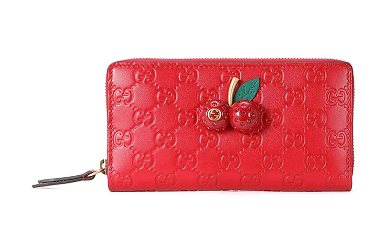 GUCCI Leather Wallet Regular Women's Red