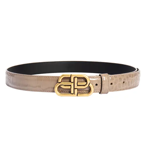 Balenciaga Cow Leather Belts Women's Beige Width 2.4cm