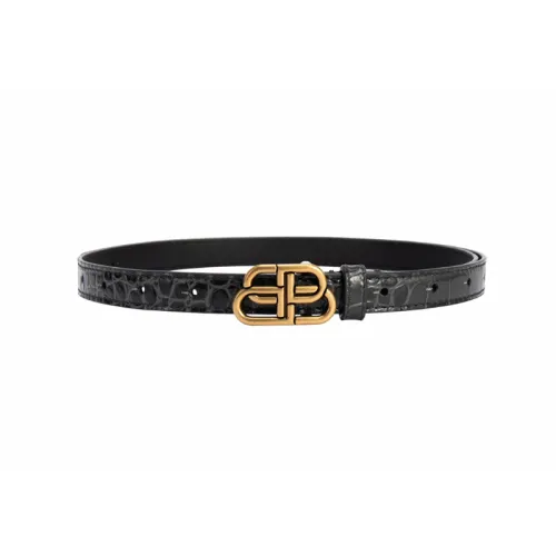 Balenciaga Cow Leather Belts Women's Black Width 1.5cm