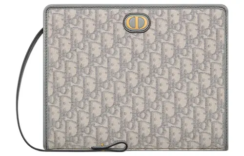 DIOR 30 Montaigne Fabric Toiletry Bag Clutch Medium Women's Gray