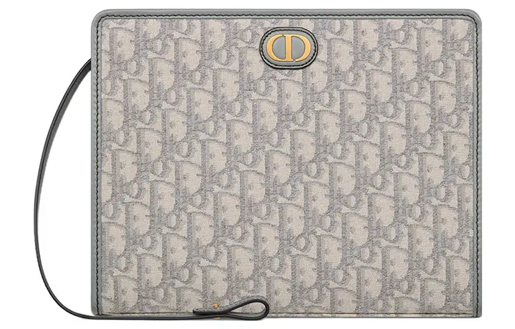 DIOR 30 Montaigne Fabric Toiletry Bag Clutch Medium Women's Gray