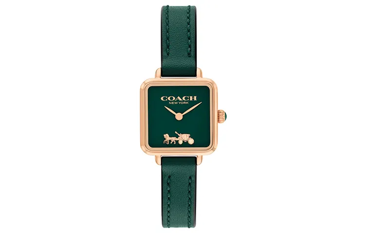 COACH CASS European/US Watches Wrist Watches Quartz Movement Genuine Leather Strap Green Dial Women's Watch