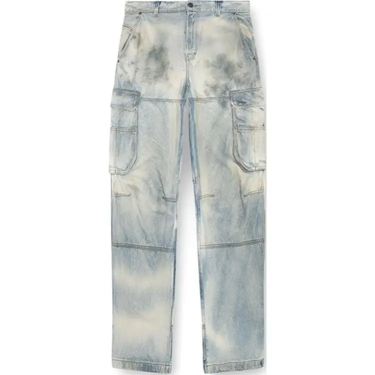 DIESEL D Fish Wide Leg Distressed Cargo Jeans