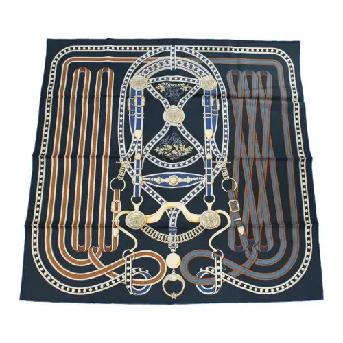 HERMES Silk Scarves Women's Marine Blue