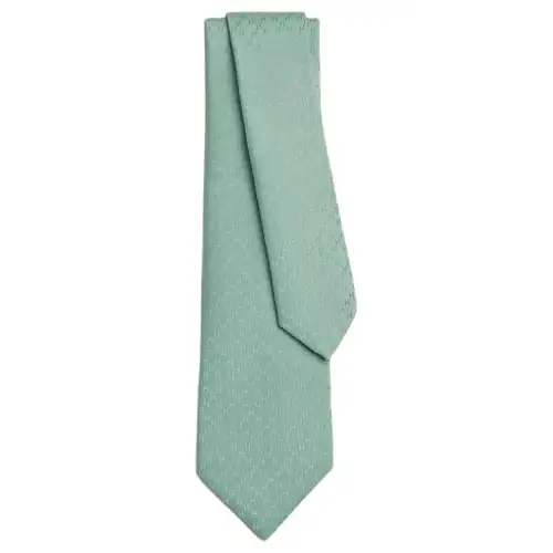 HERMES Mulberry Silk Ties Men's Aqua Green