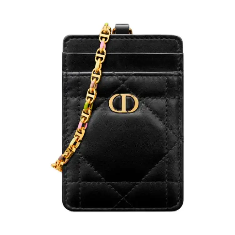 DIOR Lambskin Card Holder Women's Black