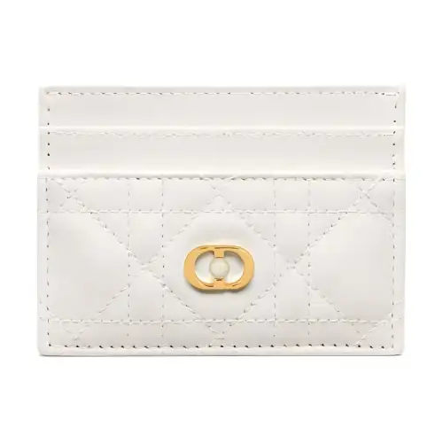 DIOR Jolie Sheepskin Card Holder Women's White