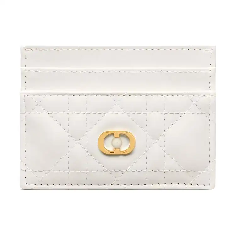 DIOR Jolie Sheepskin Card Holder Women's White