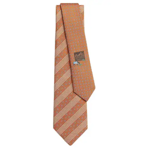 HERMES Mulberry Silk Ties Men's Orange