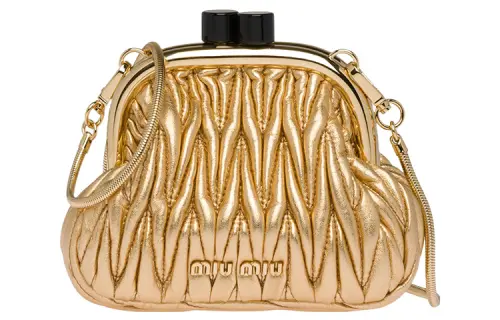 MIU MIU BELLE Nappa Leather Crossbody Bag, Shoulder Bag Mini Women's Gold