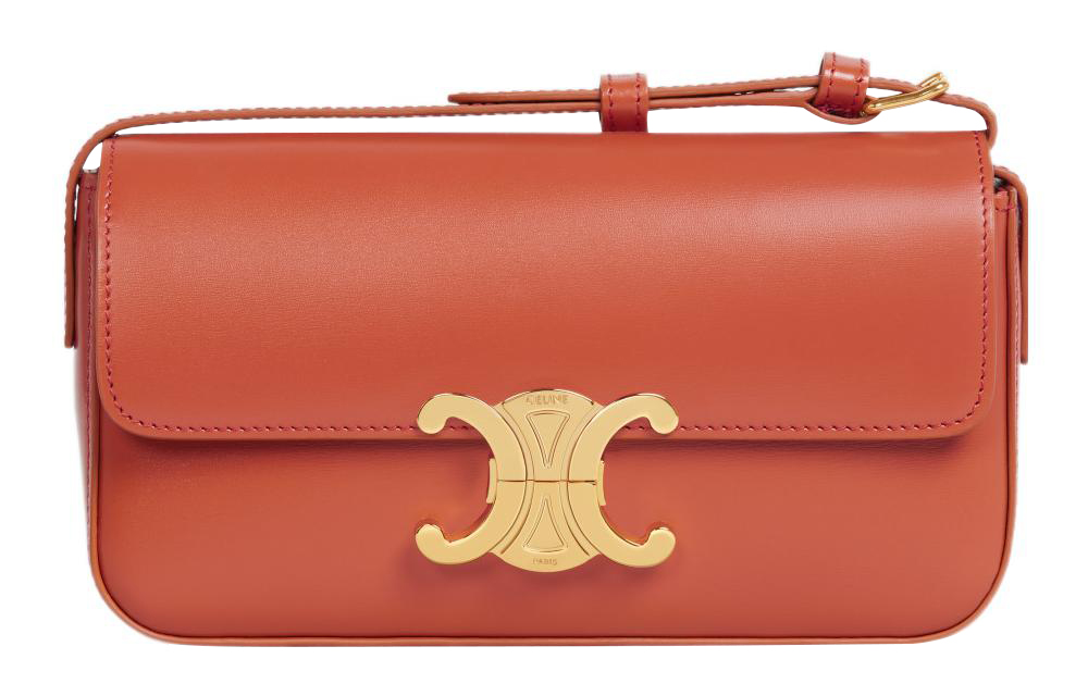 CELINE Claude Shiny Cow Leather Crossbody One Shoulder Handbag Small Women's Light Chalcedony Red