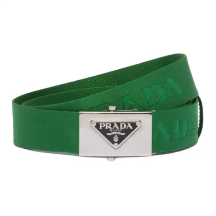 PRADA Unique Logo Leather Belts Men's Green