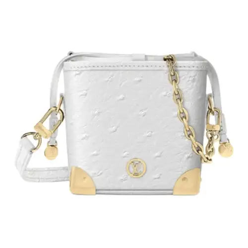 LOUIS VUITTON NOE Ostrich Leather Bucket Bag, Shoulder Bag, Crossbody Bag Women's Silver