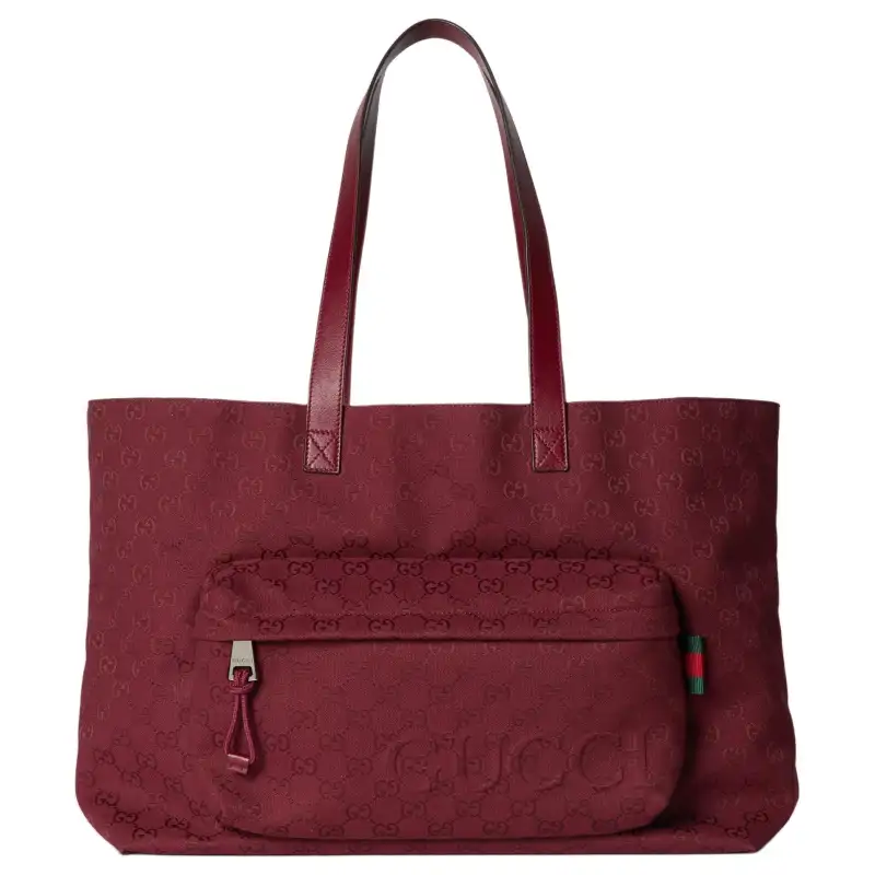 GUCCI Canvas Tote Bag, Shopping Bag, Handbag Large Men's Red