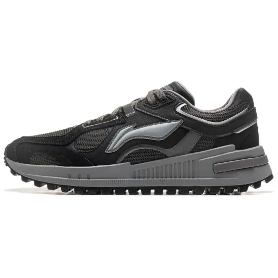LiNing Wind Rider 2.0 Cushioning Wear-Resistant Low-Top Casual Shoes Men's Black Gray