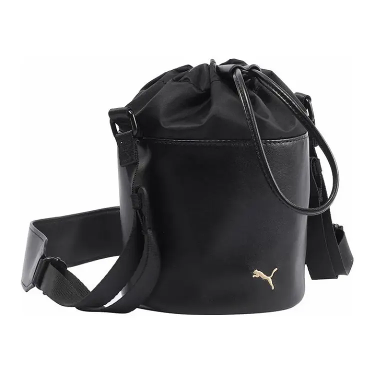 PUMA Polyester With PU Leather Bucket Bags Crossbody Bag, Shoulder Bag Regular Unisex Black