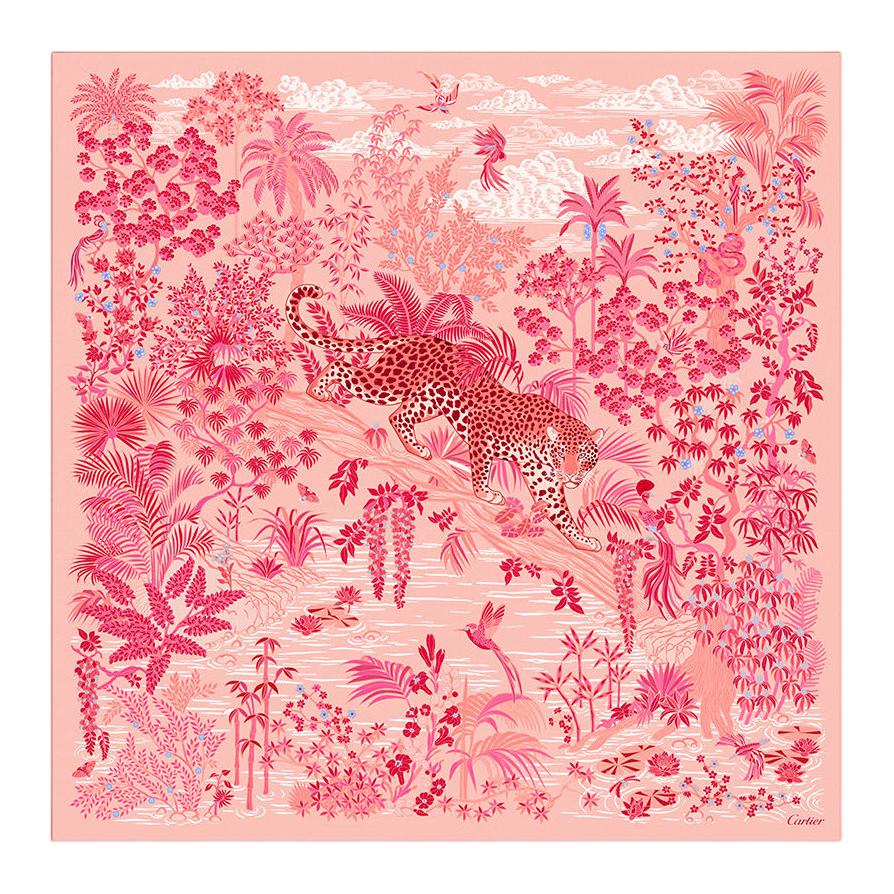 CARTIER Silk Scarves Women's Pink