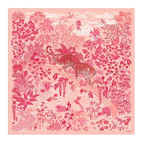CARTIER Silk Scarves Women's Pink