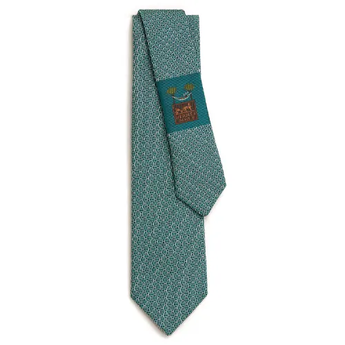 HERMES Pont De H Ties Men's Sapphire Green