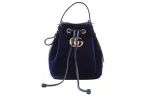 GUCCI Marmont Velvet Bucket Bag, Shoulder Bag, Crossbody Bag, Handbag Women's Blue