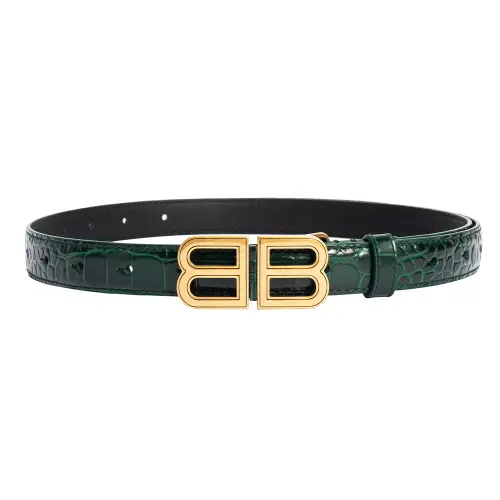Balenciaga Minimalist Style Cow Leather Belts Women's Green Width 1.9cm