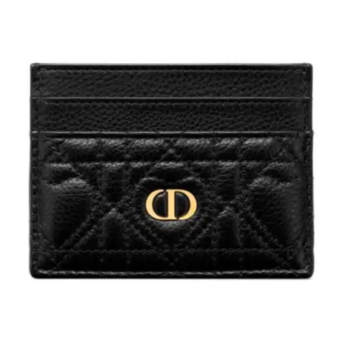 DIOR Caro Cow Leather Card Holder Women's Black