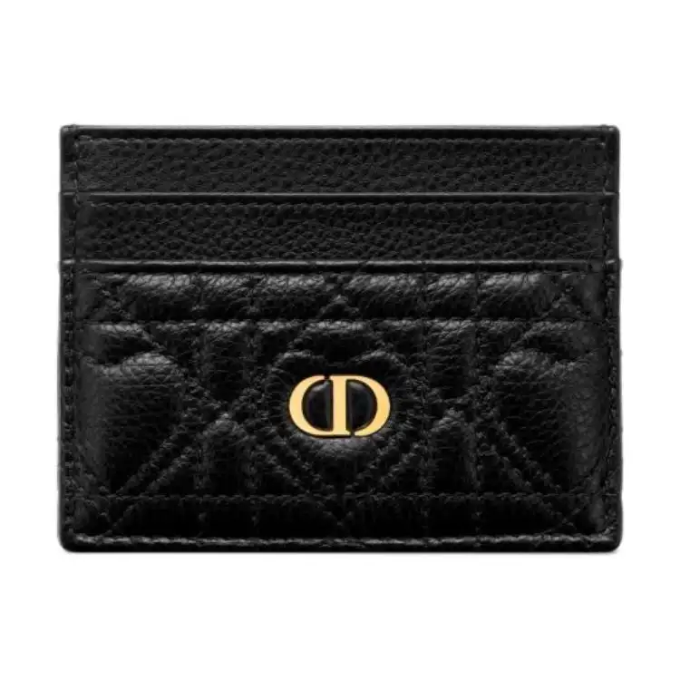 DIOR Caro Cow Leather Card Holder Women's Black