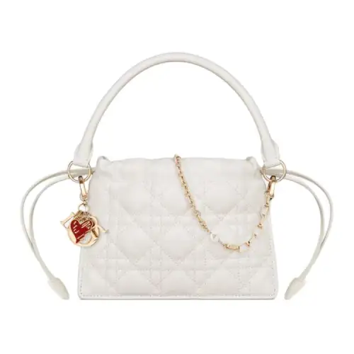 DIOR Lady Dior Sheepskin Shoulder Bag, Crossbody Bag, Handbag Mini Women's White
