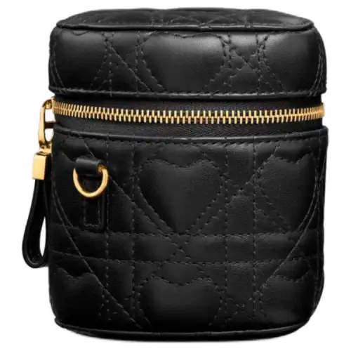 DIOR Caro Sheepskin Makeup Bag Micro Women's Black