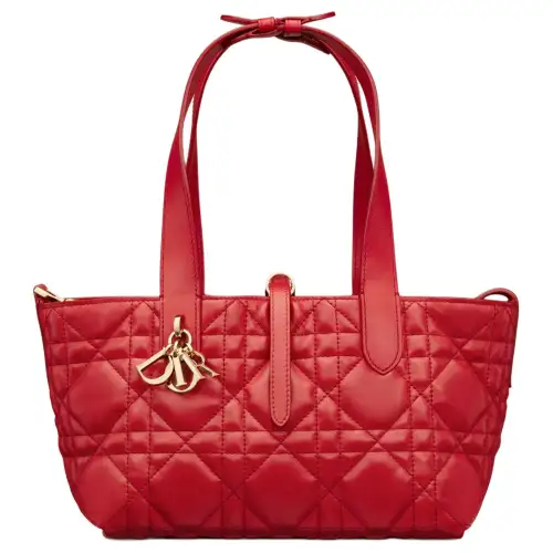 DIOR Cow Leather One Shoulder Handbag Small Women's Red