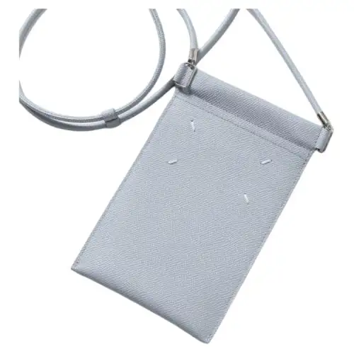Maison Margiela Leather Crossbody Cell Phone Pouch Women's Light Blue