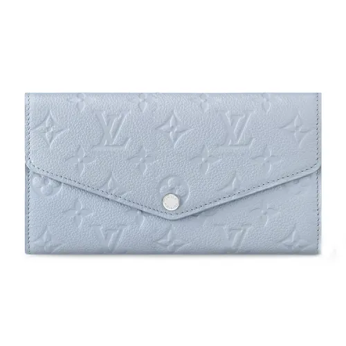 LOUIS VUITTON Monogram Empreinte Leather Wallet Women's Washed Blue
