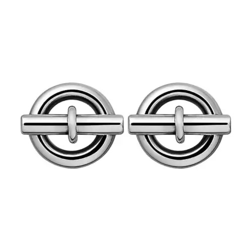 HERMES Chaine D'Ancre Stud Earrings Women's Silver
