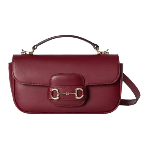 GUCCI Horsebit 1955 Leather Shoulder Bag, Crossbody Bag, Handbag Small Women's Burgundy