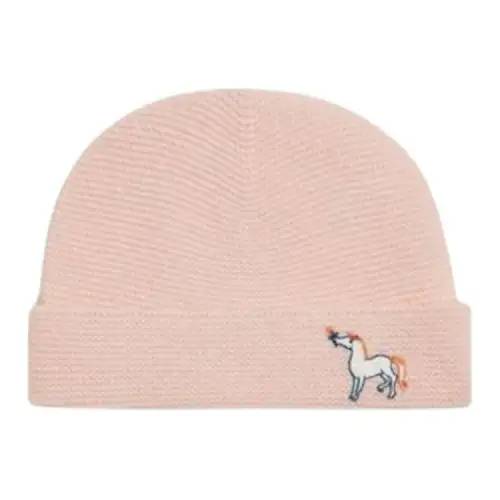 HERMES Brand Logo Knitted Fabric Cashmere Beanies Kids' Pink