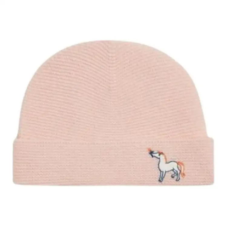 HERMES Brand Logo Knitted Fabric Cashmere Beanies Kids' Pink