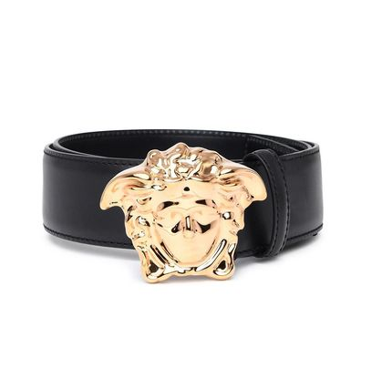Мужской ремень Versace Leather Belt (черный)