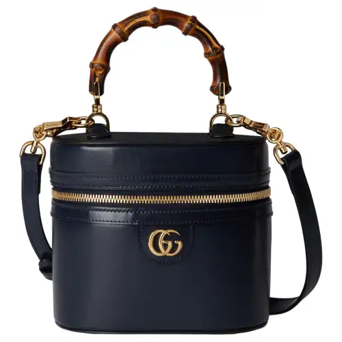 GUCCI Leather Handbag, Shoulder Bag, Crossbody Bag Mini Women's Dark Blue