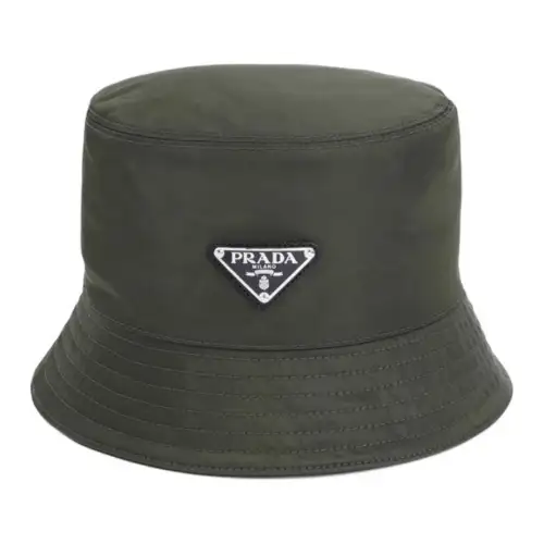 PRADA Cotton Bucket Hats Men's Khaki