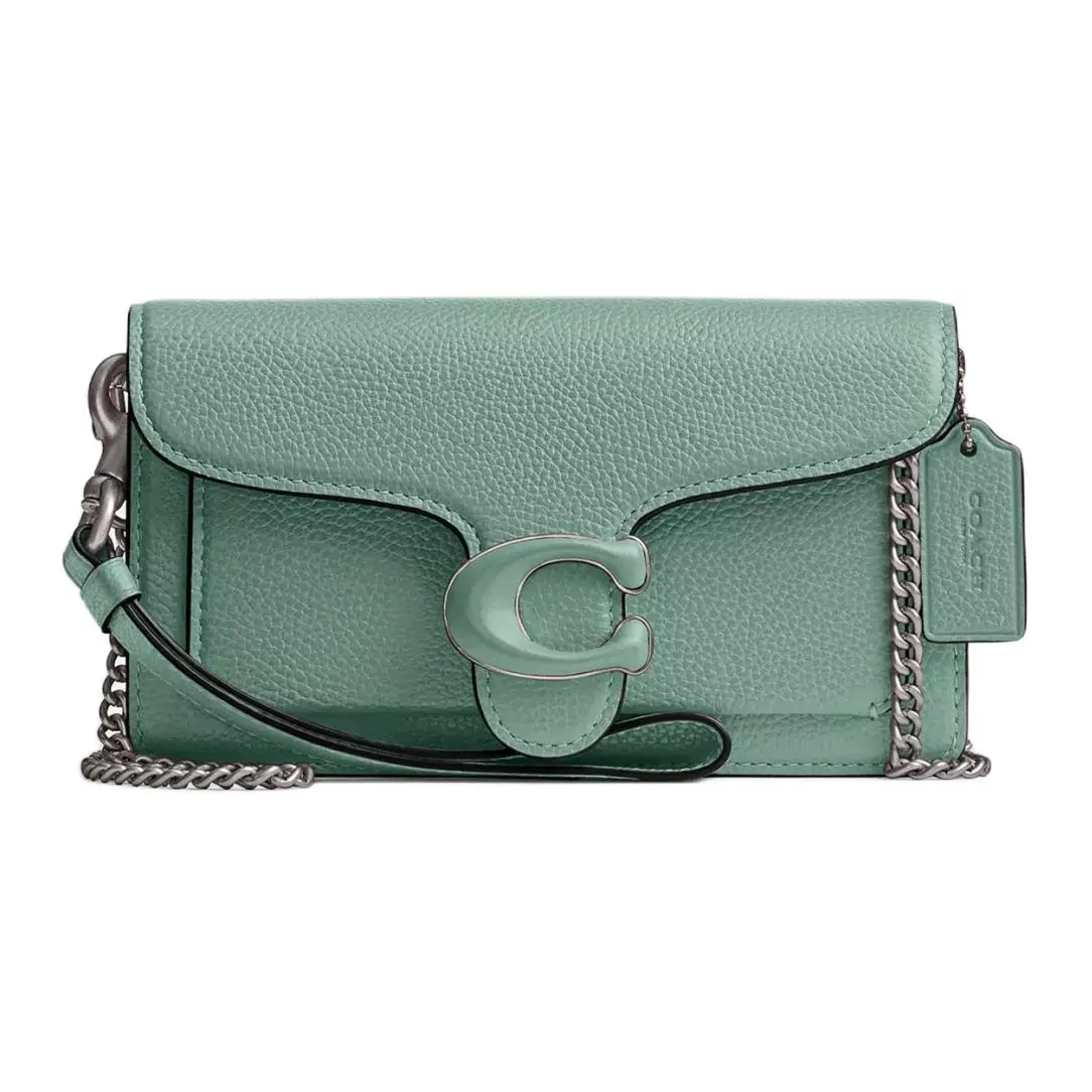 COACH Tabby Leather Envelope Shoulder Bag, Crossbody Bag Small Women's Aquamarine